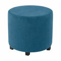 Runder Samt Ottomanen-Bezug, Stretch, für 46x36 cm Fußhocker, Wohnzimmer, Pfauenblau