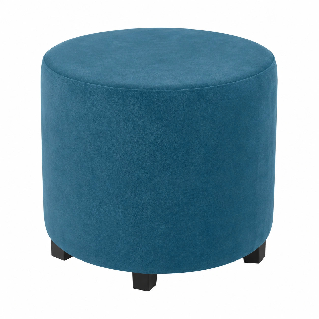 Runder Samt Ottomanen-Bezug, Stretch, für 46x36 cm Fußhocker, Wohnzimmer, Pfauenblau