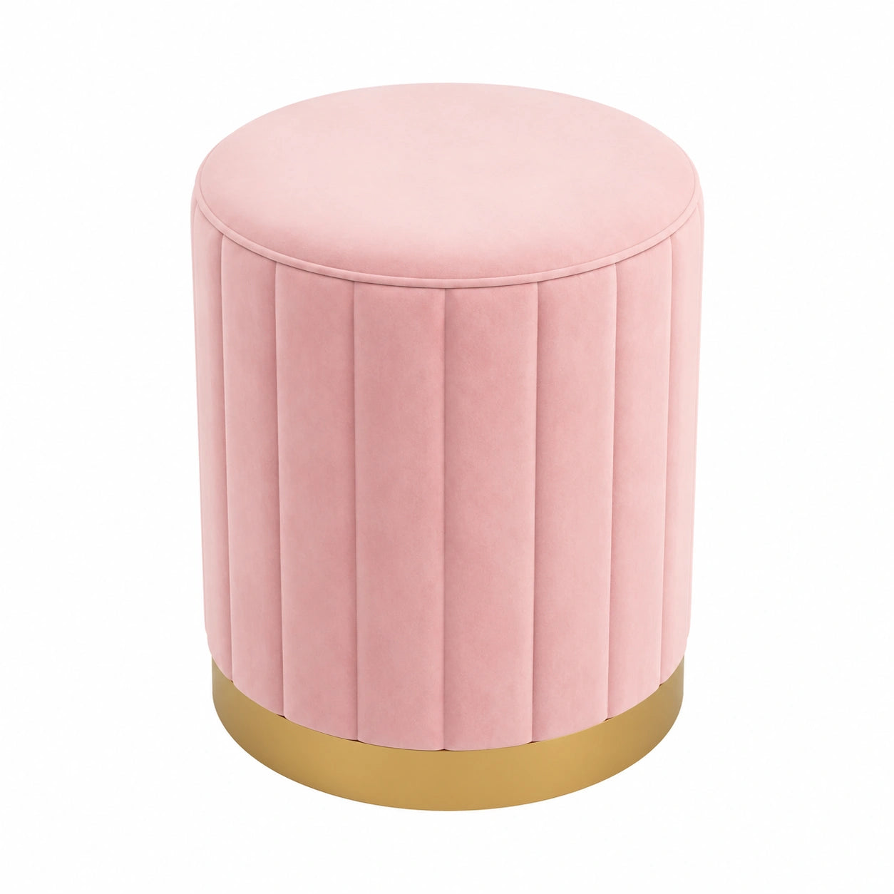 Eleganter runder Hocker mit goldener Basis – Bequeme Sitzgelegenheit und versteckter Stauraum für Zuhause