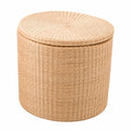 Runder Rattan-Hocker, handgewebt, umweltfreundlich, ideal für Make-up und Freizeit