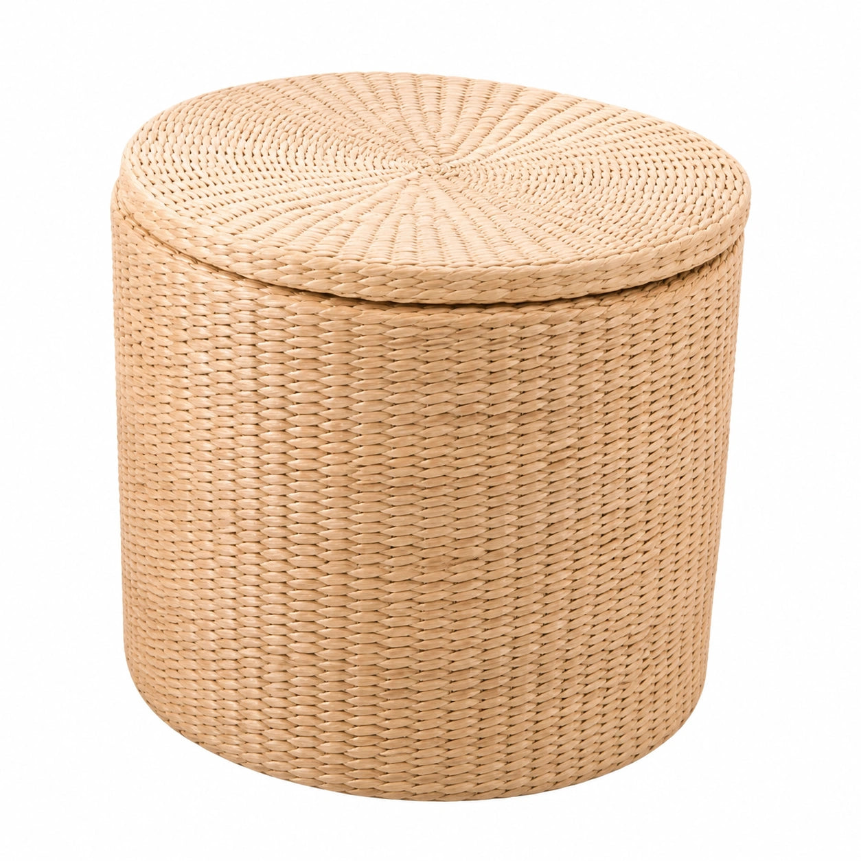 Runder Rattan-Hocker, handgewebt, umweltfreundlich, ideal für Make-up und Freizeit