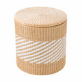 Runder Rattan-Aufbewahrungshocker, umweltfreundlich, handgefertigt, ideal für Wohnzimmer & Schminkbereich, perfektes Einweihungsgeschenk