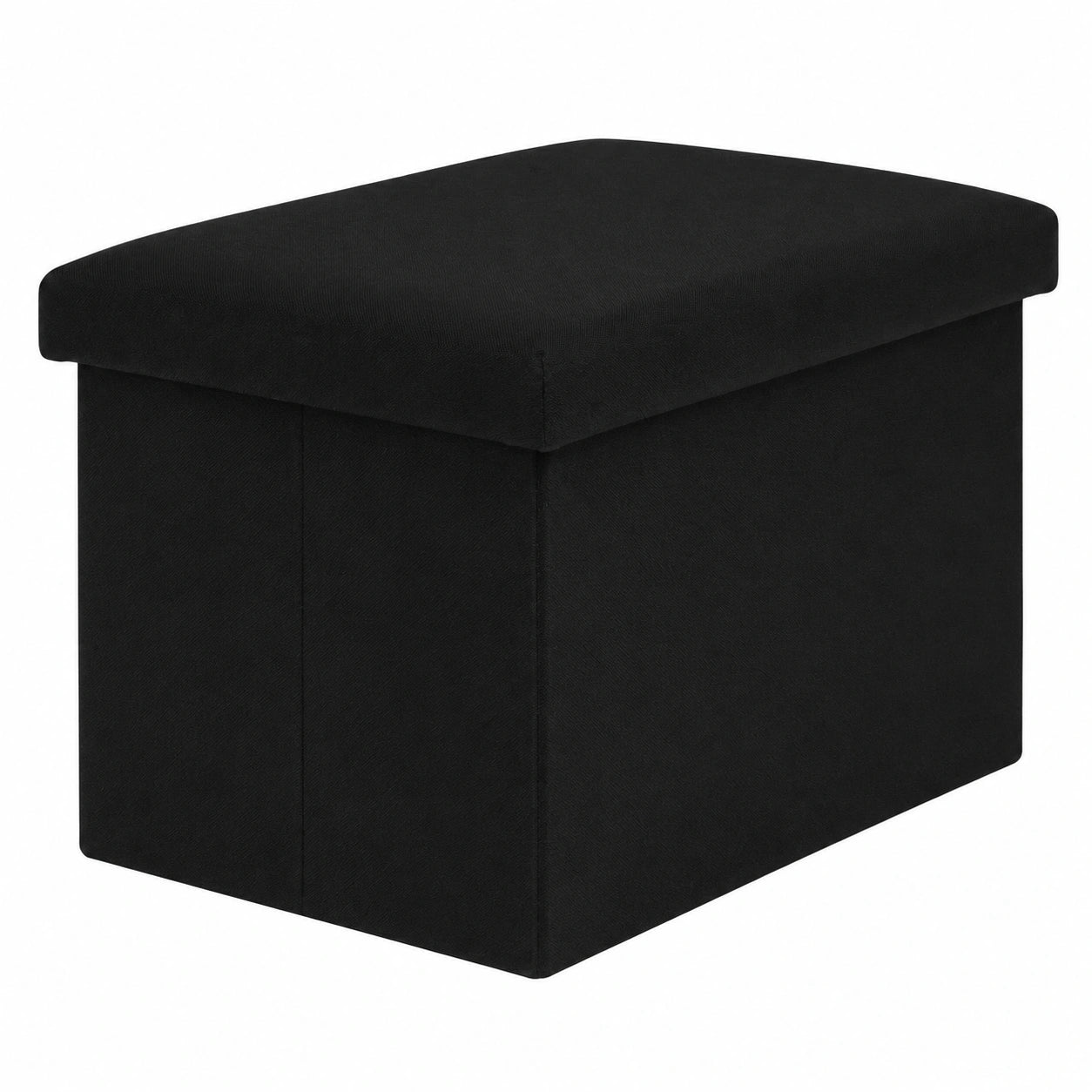 Bonlife Faltbarer Sitzhocker aus Leinen mit Stauraum, Gepolsterte Bank mit Deckel, Schwarz, 42x32x32 cm