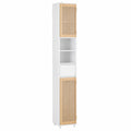 SoBuy Badezimmer Hochschrank aus Holz, 6 verstellbare Regalböden, weiß, wasserabweisend, ideal für kleine Räume, 20x20x180cm