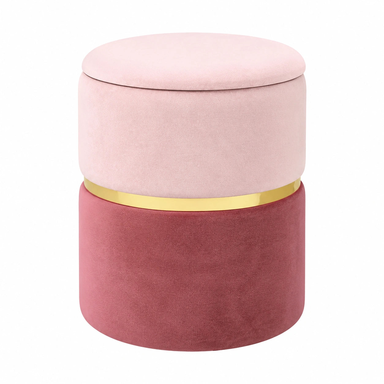 2er Set Samt-Sitzhocker mit Stauraum, Rosa, für Wohnzimmer und Schlafzimmer