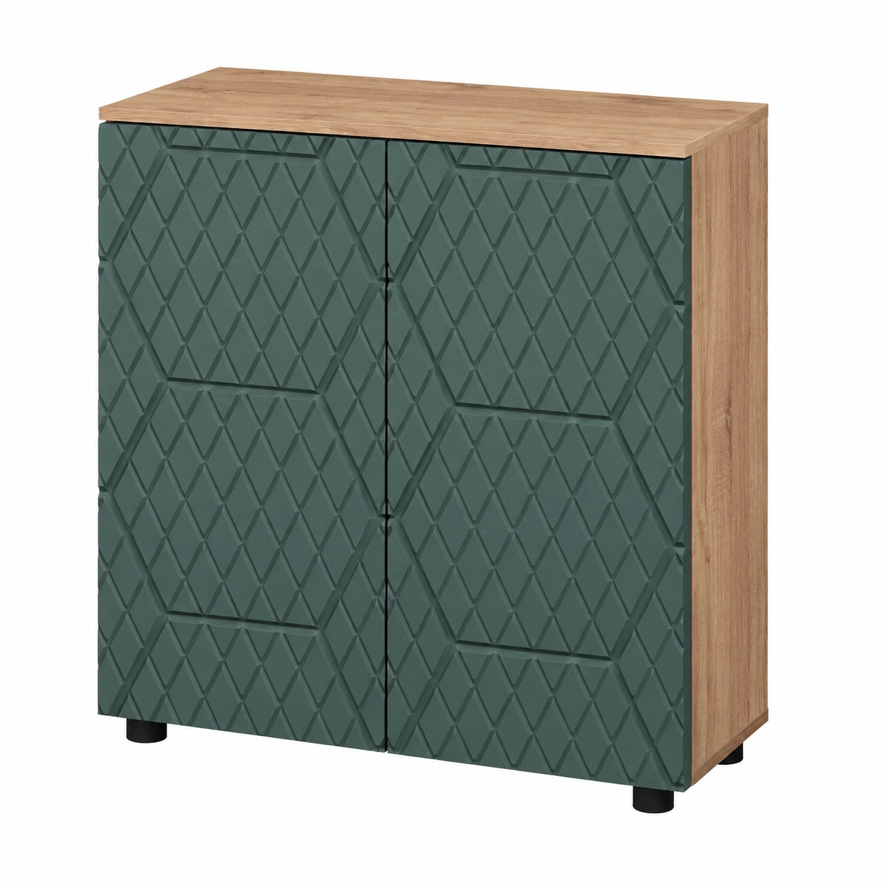 Vicco Badezimmermöbel-Set Irma, Eiche Grün/Gold, 80 cm, inklusive Waschtischunterschrank, Spiegelschrank und Mittelschrank