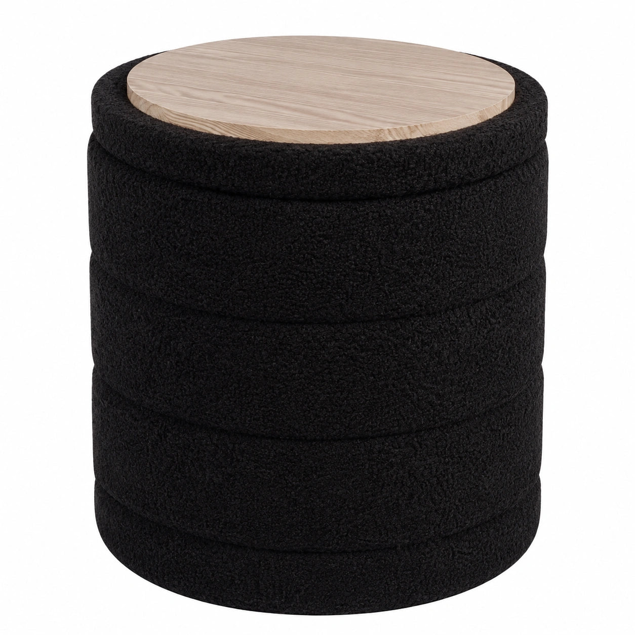 Runder PINPLUS Aufbewahrungshocker, Faltbar, Ø 37x45 cm, Schwarz, für Wohnzimmer, Schlafzimmer und Flur