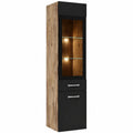 Badschrank Hochschrank Rio 131 cm in Eiche Schwarz Kastanie