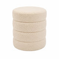 Zedelmaier Runder Teddyhocker mit integriertem Stauraum - Multifunktionaler Sitz, Schminktisch & Aufbewahrungshocker für Wohn-, Schlaf- und Kinderzimmer (Beige)