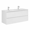 Alpenberger Badezimmermöbel-Set 120 cm, Doppelwaschbecken mit LED-Spiegel, Weiß