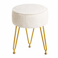 IBUYKE Runder Ottoman Hocker, vielseitiger Beistelltisch, moderner Pouf für Wohnzimmer und Schlafzimmer, weiß