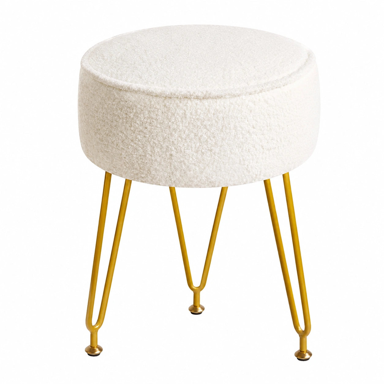 IBUYKE Runder Ottoman Hocker, vielseitiger Beistelltisch, moderner Pouf für Wohnzimmer und Schlafzimmer, weiß