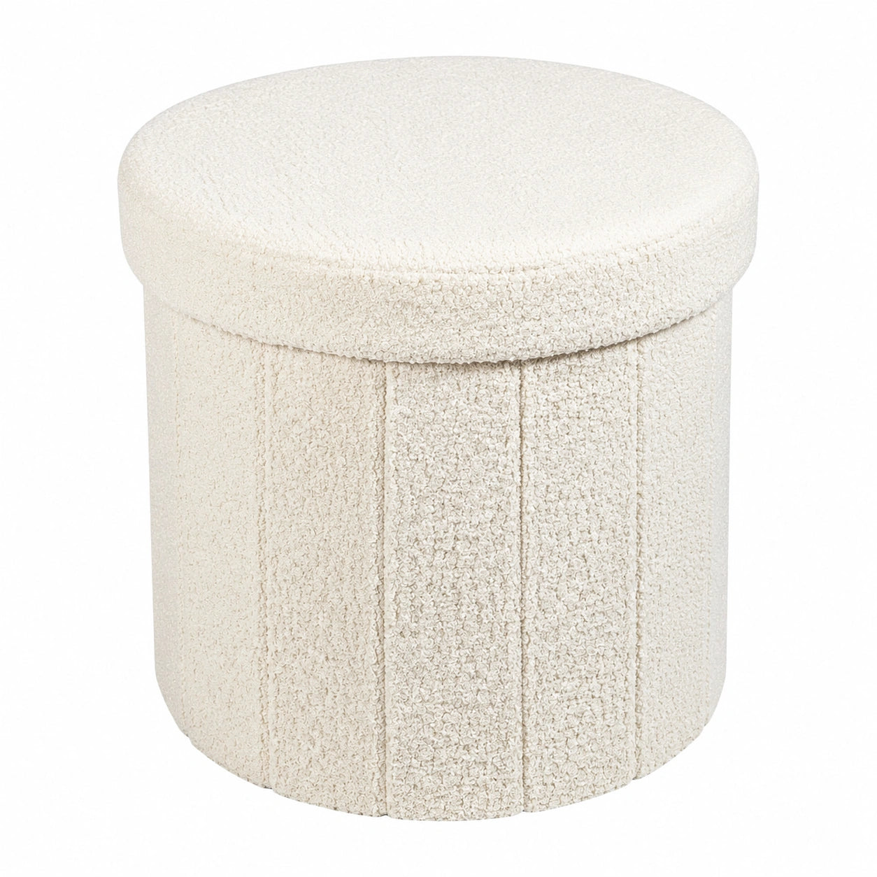 Runder Samt-Sitzhocker mit Stauraum 38x38x38cm, klappbar, in Teddystoff