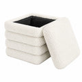 WOLTU Faltbarer Sitzhocker mit Stauraum, weiß, Teddyfleece, für Wohn- und Schlafzimmer