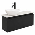Rundes Keramik-Waschbecken mit Unterschrank, Komplettset Schwarz für Bad und Gäste-WC