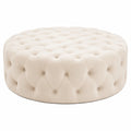 Eleganter Samthocker mit Stauraumfunktion - Rund, Beige 60x60x40 cm