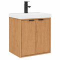 Hängender Waschtisch mit Unterschrank 49cm, Kompakter Waschplatz für Gäste-WC, Inkl. Waschbecken und Armatur, Viel Stauraum in Badmöbel Set, Natur