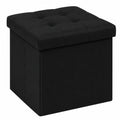 Faltbare Bonlife Sitzhocker mit Stauraum, Quadratische Aufbewahrungsbox für Wohnzimmer und Schlafzimmer, Schwarz, 32x32x32 cm