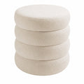 Runder Blumtal Sitzhocker mit Stauraum, Bouclé-Bezug, 42 x 42 x 47 cm, Creme